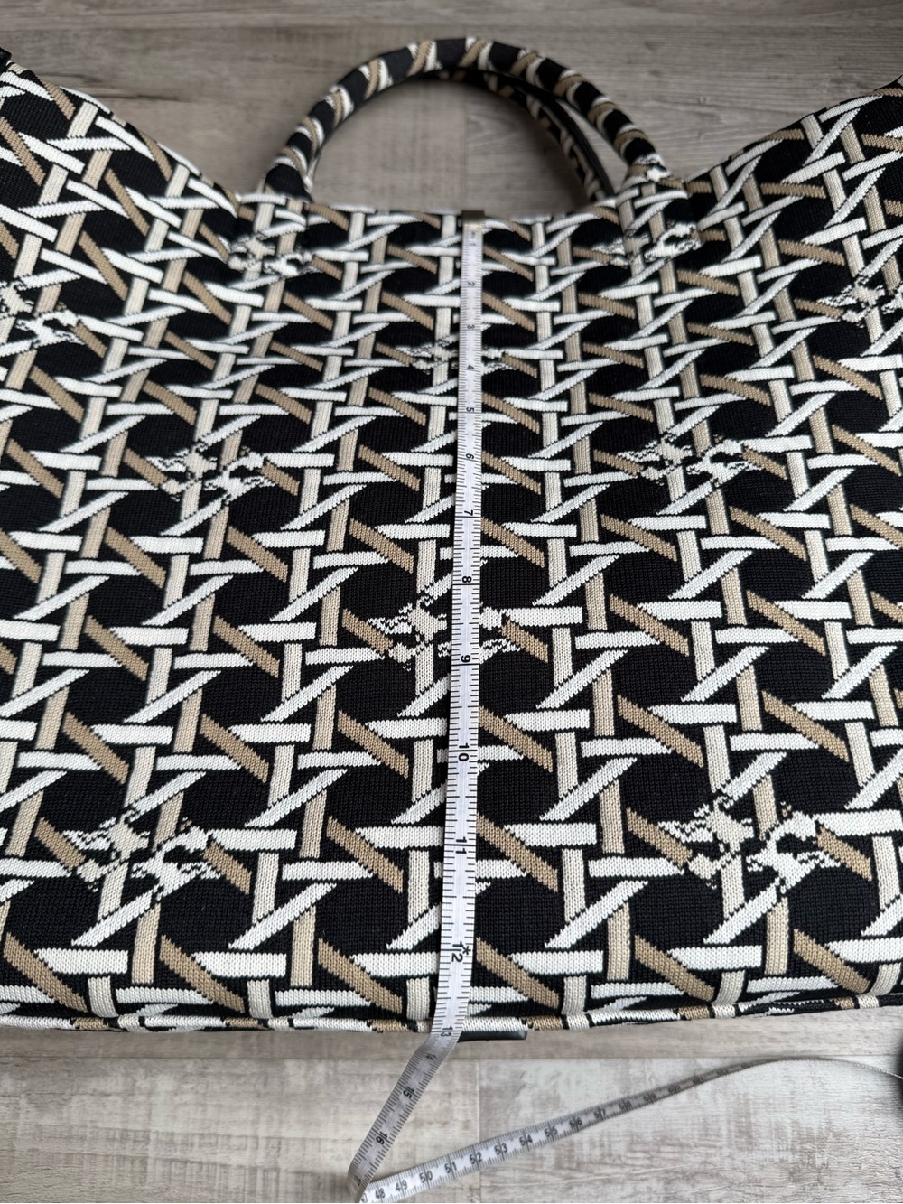 Tory Burch Ella Circular Knit Tote - Black, White and Tan - Picture 7 of 16